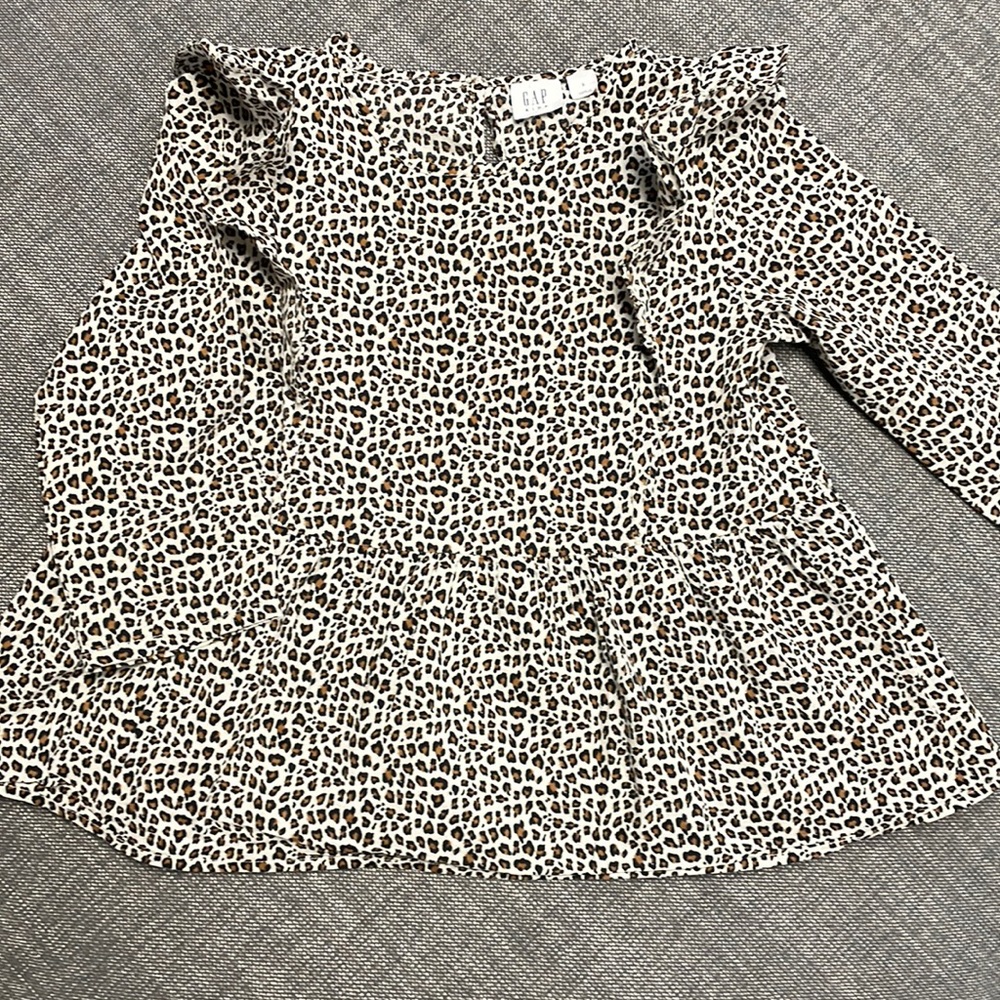 Gap kids small Leopard print peplum shirt ruffles